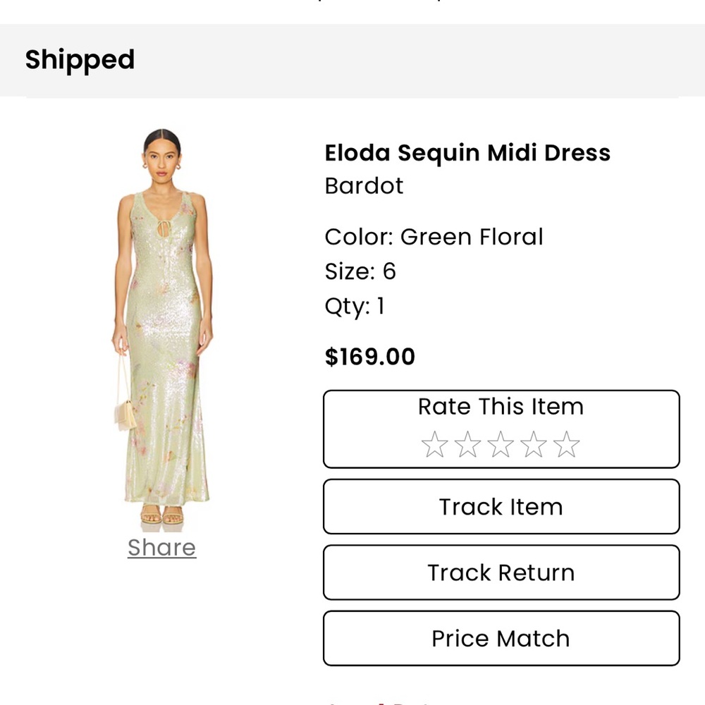 Bardot Green Floral Sequin Dress